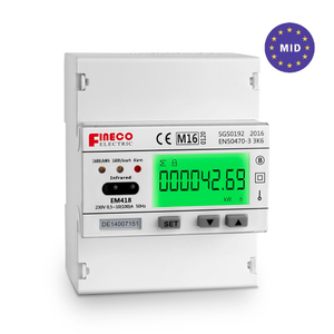 EM418 Single Phase~100A~MID~Modbus~4 Tariff
