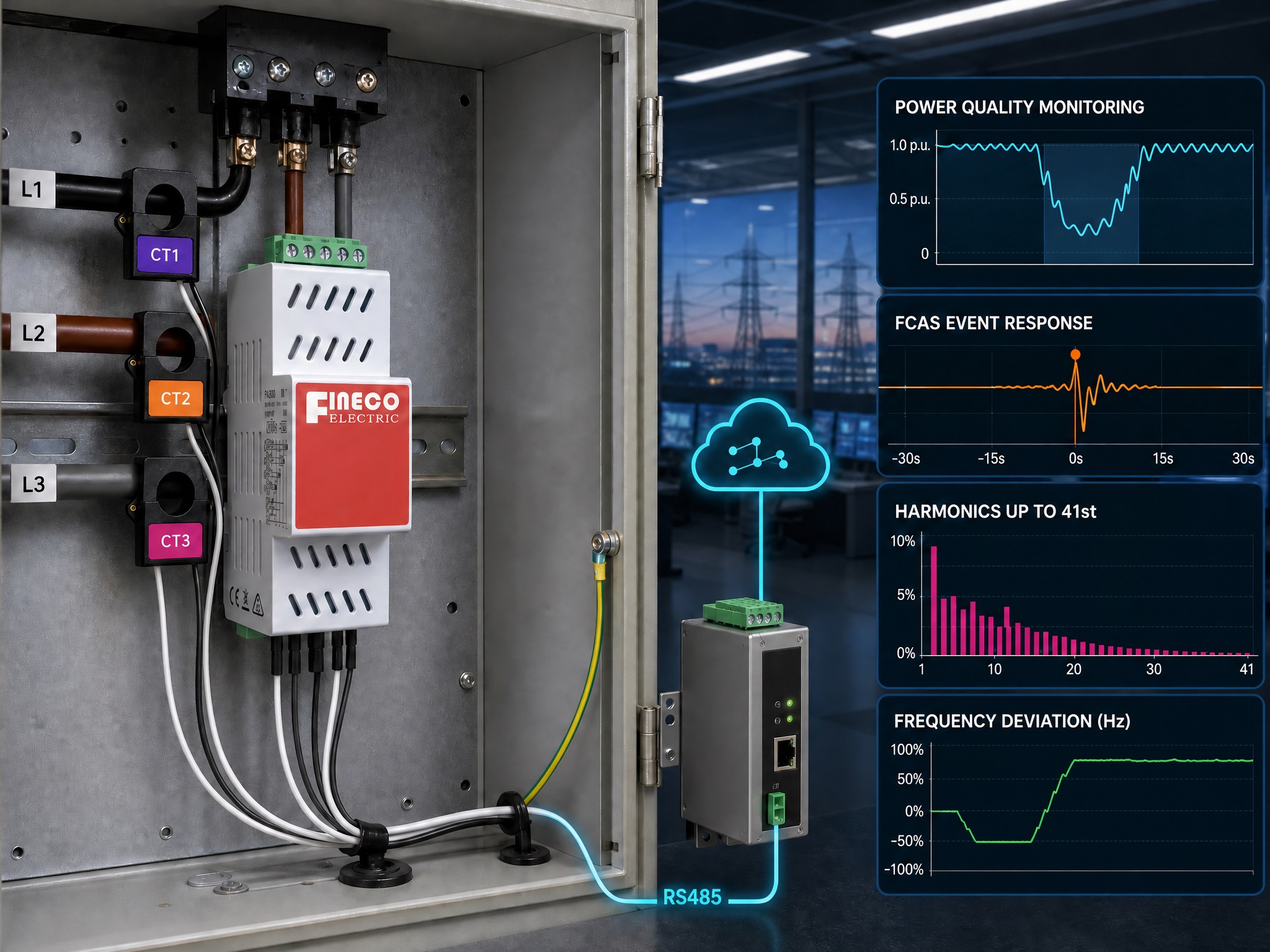 PA300 solar inverter energy meter three phase power meter use for inverter solar 41st Harmonic THD power quality analyzer